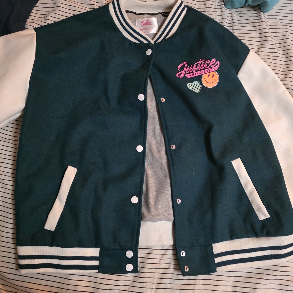 Justice Kids Sports Jacket - Teal and White